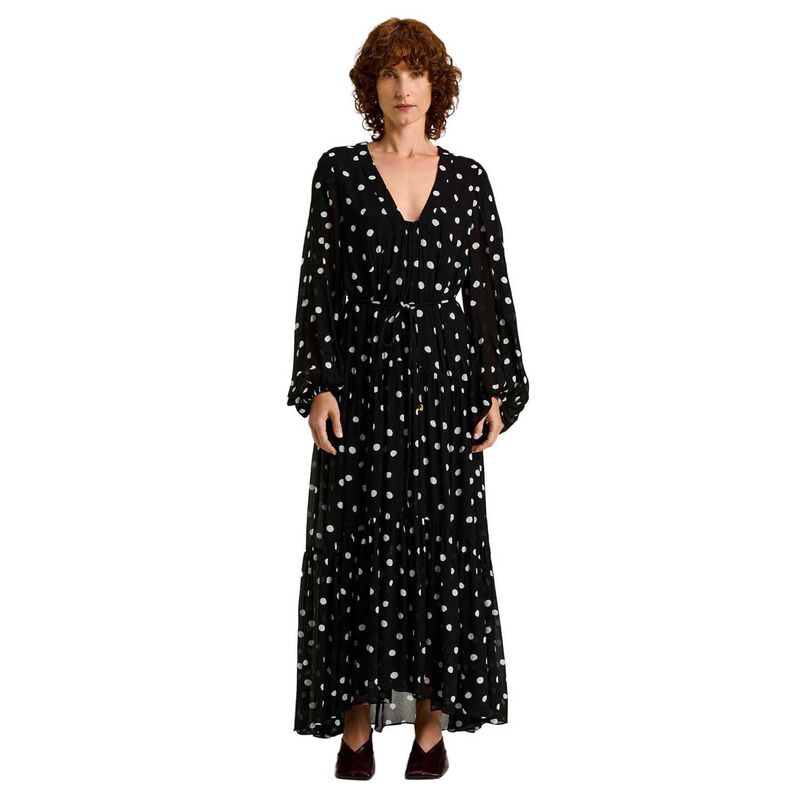 Veronika Maine Black Spot Crinkle Georgette Midi Dress image number 0